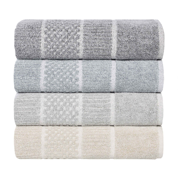 Naples Cotton Blend Medium Weight Checkered & Ribbed 9 Piece Towel Set