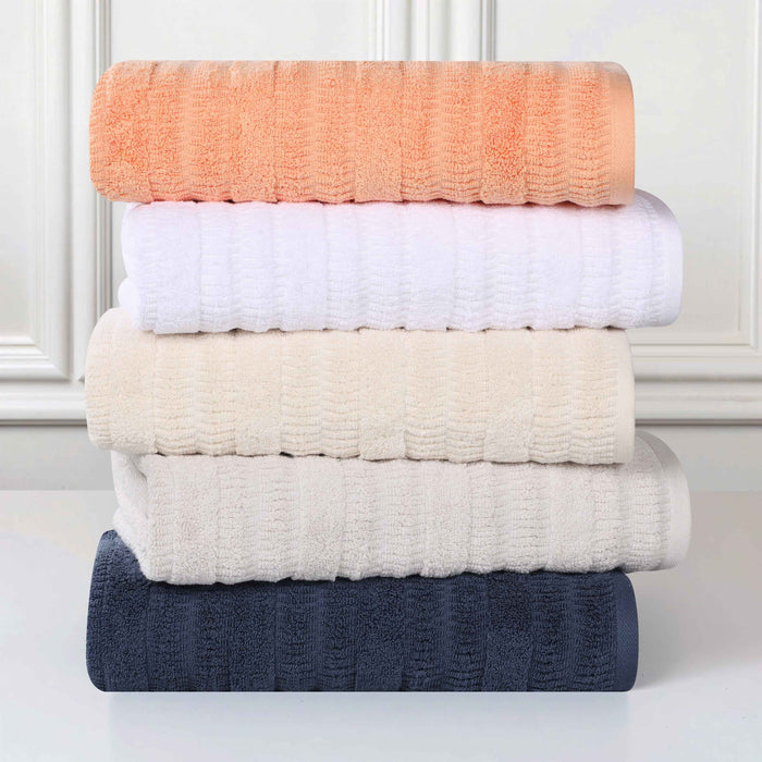 Mika Smart Twist Cotton Solid Vertical Ribbed 8 Piece Towel Set