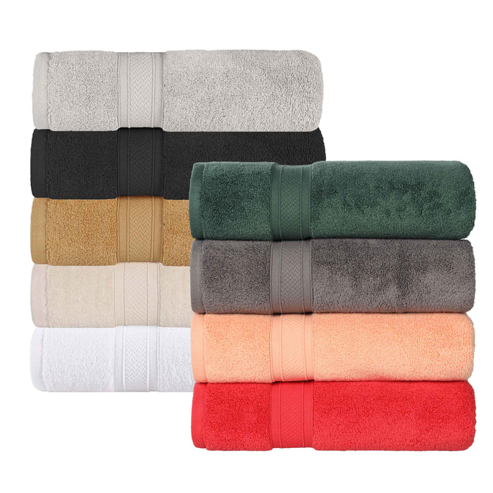 Zero Twist Cotton Solid and Jacquard Elegant Chevron 6 Piece Towel Set