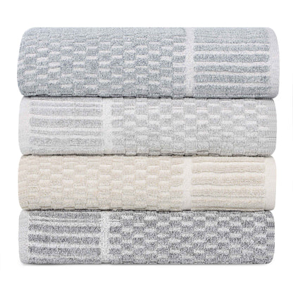 Juno Cotton Blend Medium Weight Checkered Border 3 Piece Towel Set - Blue Nile Mills