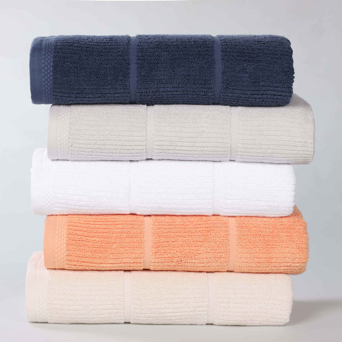 Milo Smart Twist Cotton Solid Ribbed Design 6 Piece Towel Set