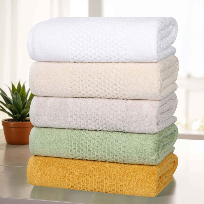 Playa Zero Twist Cotton Solid Waffle Textured Hand Towels, Set of 6