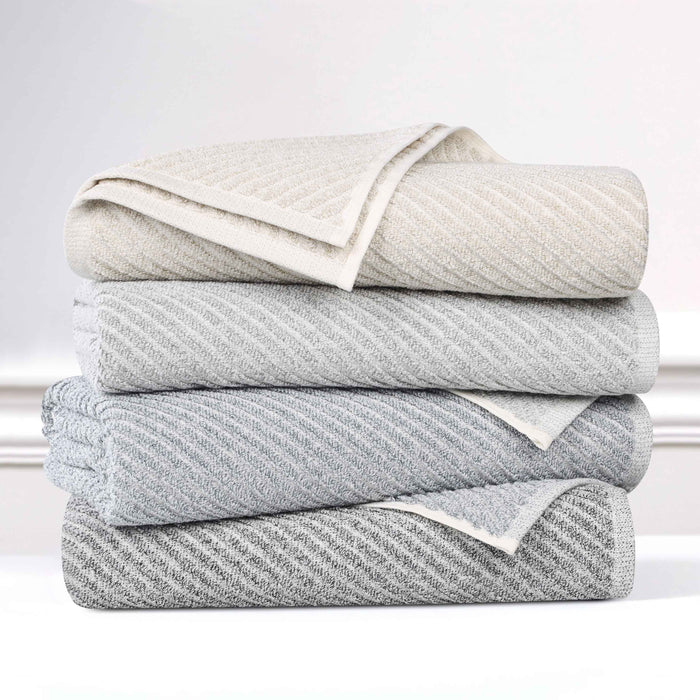 Amelia Cotton Blend Diagonal Stripes Face Towels, Set of 12