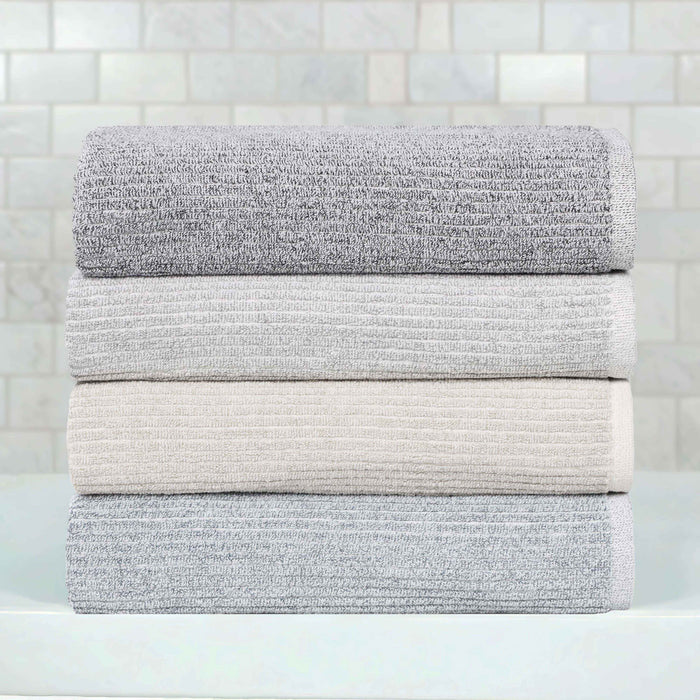 Destin Cotton Blend Solid Ribbed Face Towels Washcloths, Set of 12