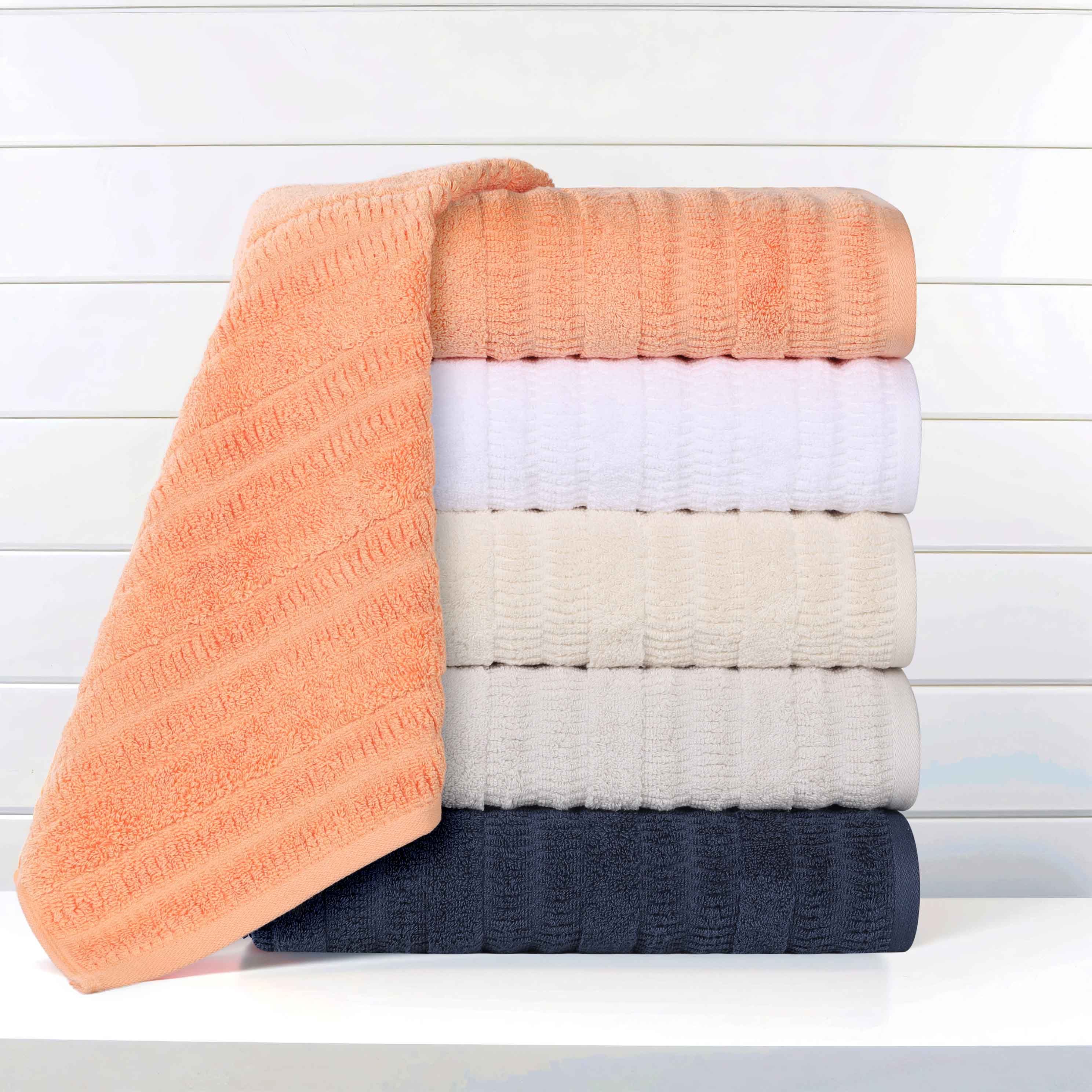 Mika Smart Twist Cotton Solid Vertical Ribbed Bath Towels, Set of 2 - Blue Nile Mills