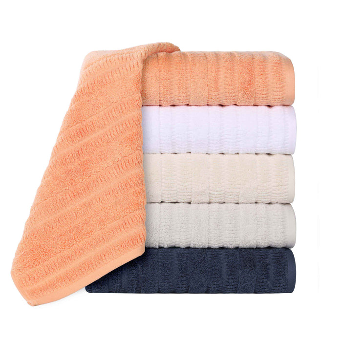 Mika Smart Twist Cotton Solid Vertical Ribbed 6 Piece Towel Set