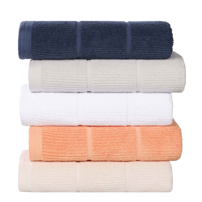 Milo Smart Twist Cotton Solid Ribbed Design Bath Towels, Set of 2