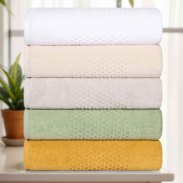 Playa Zero Twist Cotton Solid Waffle Textured Bath Towels, Set of 2