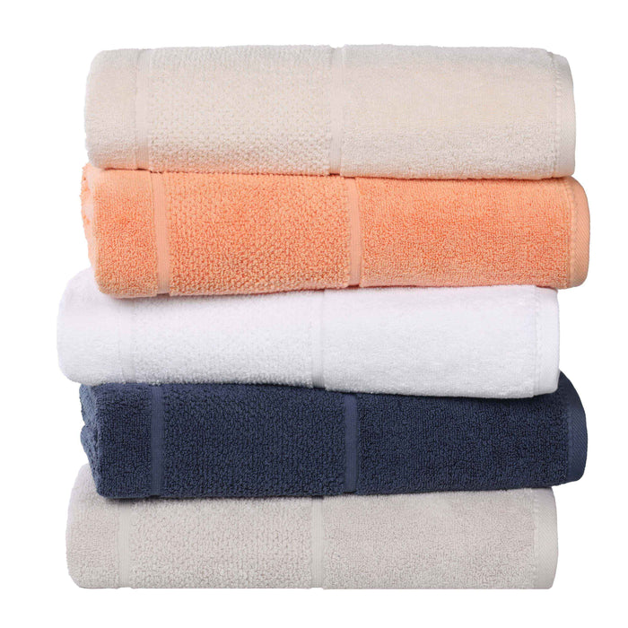 Mile Smart Twist Cotton Solid Broad Border Bath Towels, Set of 2