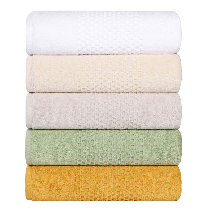 Playa Zero Twist Cotton Solid Waffle Textured Bath Towels, Set of 2