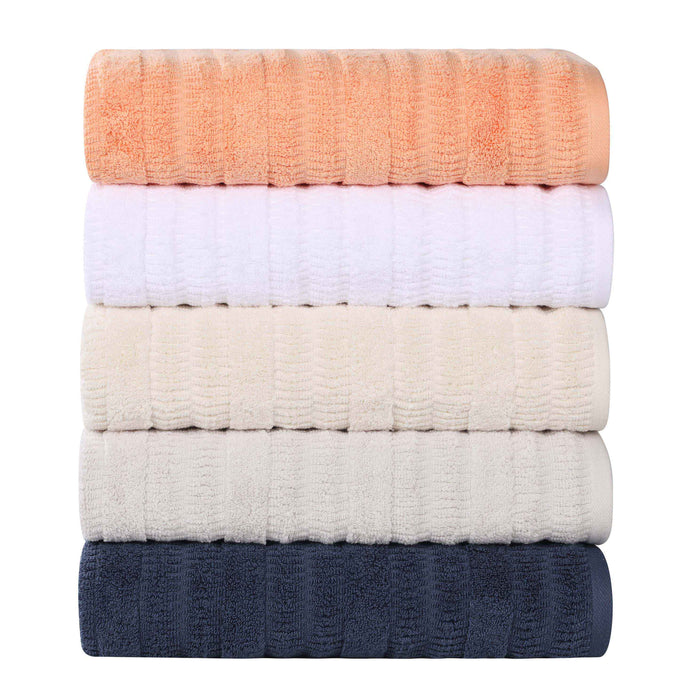 Mika Smart Twist Cotton Solid Vertical Ribbed 6 Piece Towel Set