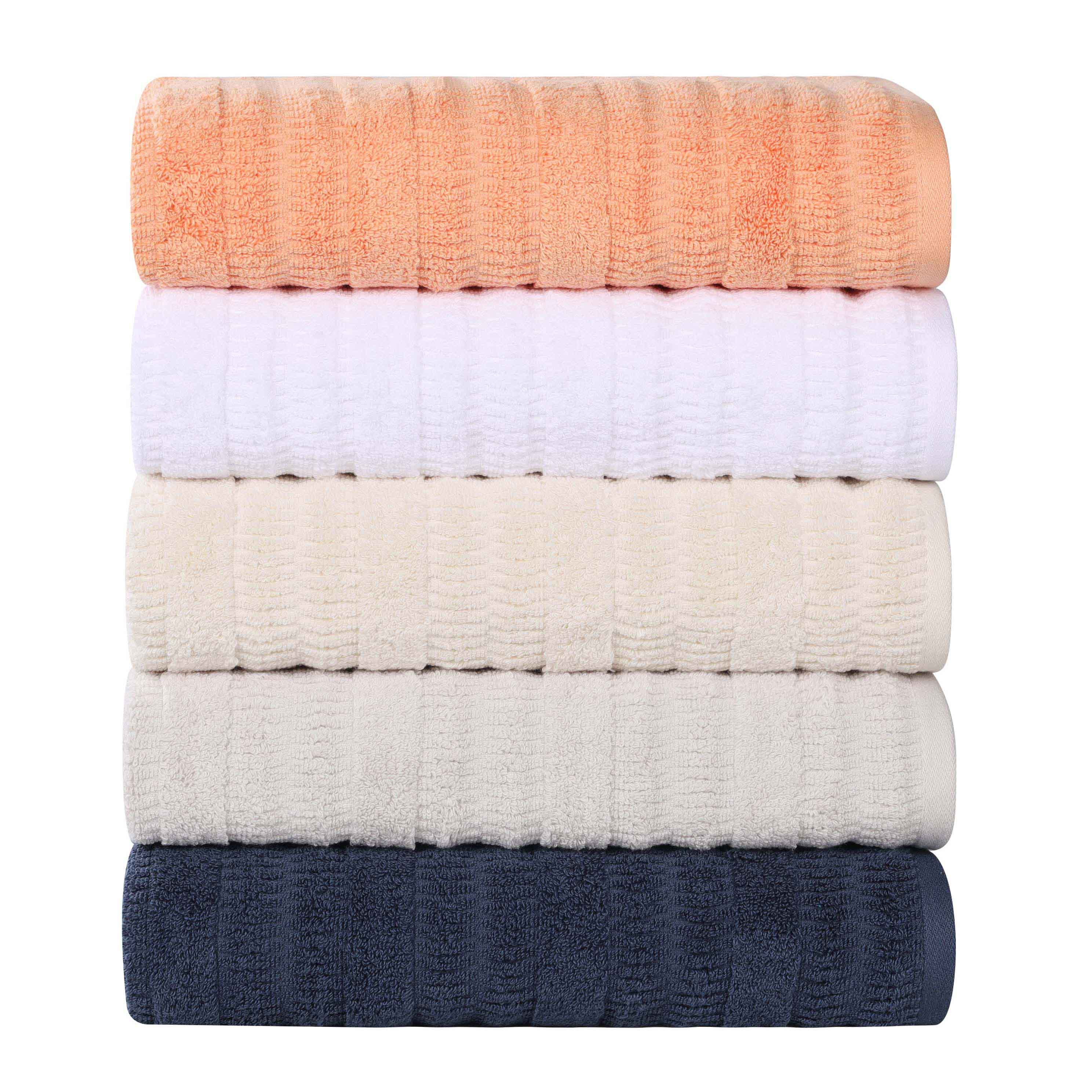 Mika Smart Twist Cotton Solid Vertical Ribbed Bath Towels, Set of 2 - Blue Nile Mills