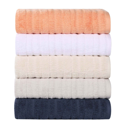 Mika Smart Twist Cotton Solid Vertical Ribbed Bath Towels, Set of 2 - Blue Nile Mills