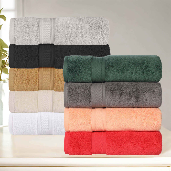 Zero Twist Cotton Elegant Soft Absorbent 3 Piece Solid Towel Set