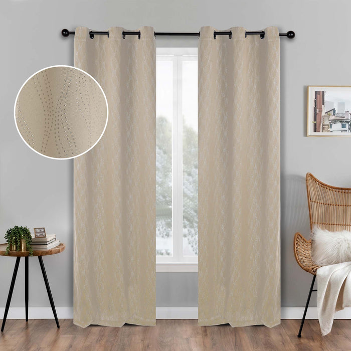 Zuri Textured Blackout Curtain Set of 2 Panels - Ivory