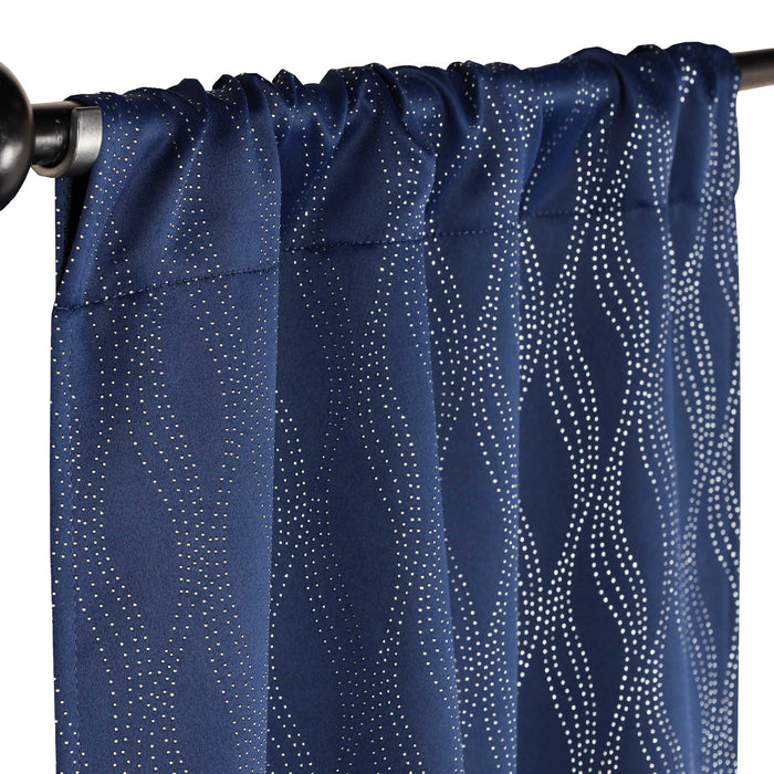 Zuri Textured Blackout Curtain Set of 2 Panels - Navy Blue
