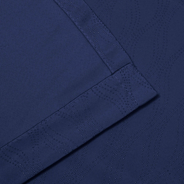 Zuri Textured Blackout Curtain Set of 2 Panels - Navy Blue
