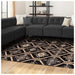 Aurora Hexagon Medallion Geometric Area Rug or Runner - Black