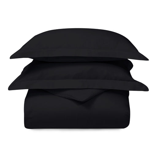 Atmos 100% Cotton Duvet Cover and Pillow Sham Set - Black