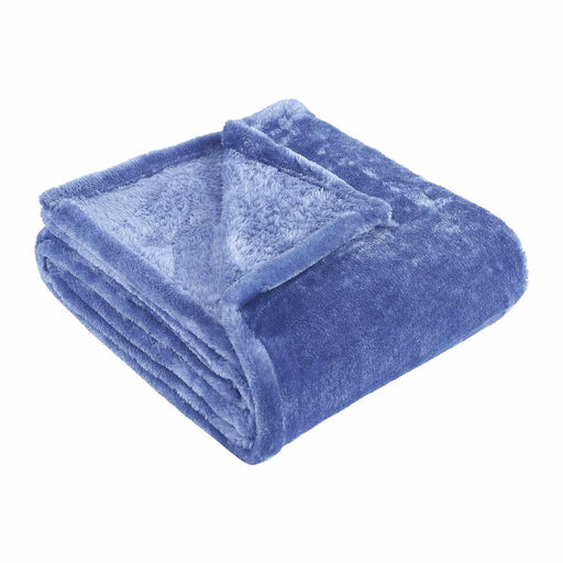 Fleece Plush Medium Weight Fluffy Soft Decorative Solid Blanket - Blue