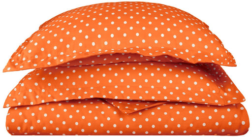 600 Thread Count Cotton Blend Polka Dot Duvet Cover Set - Orange