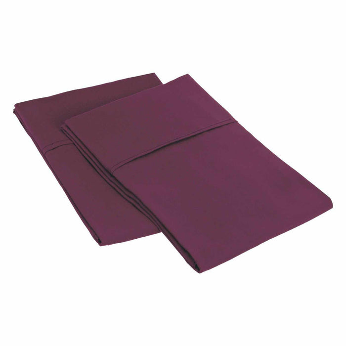 2 Piece Microfiber Wrinkle Resistant Solid Pillowcase Set - Plum