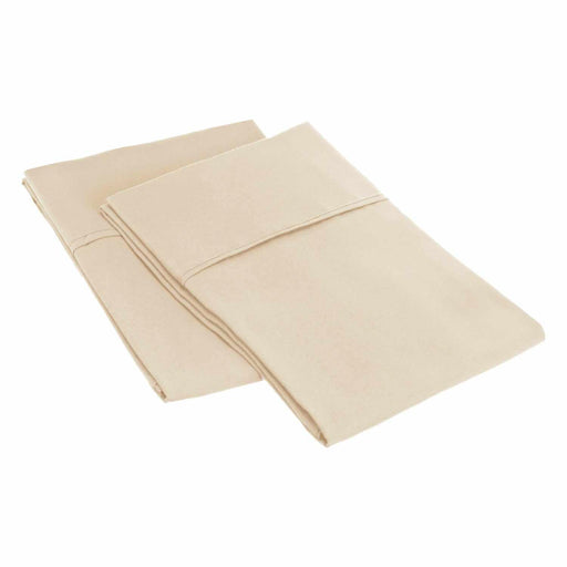 2 Piece Microfiber Wrinkle Resistant Solid Pillowcase Set - Tan