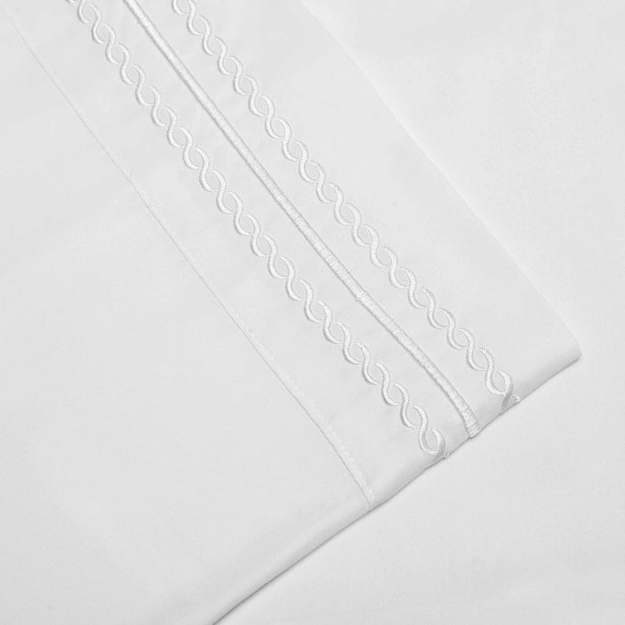 Microfiber Wrinkle Resistant Solid Infinity Embroidery Pillowcase Set - White