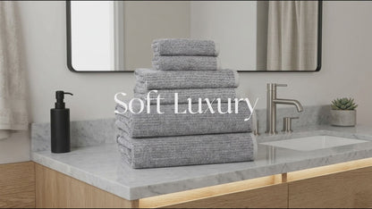 Destin Cotton Blend Solid Ribbed Design 3 Piece Towel Set