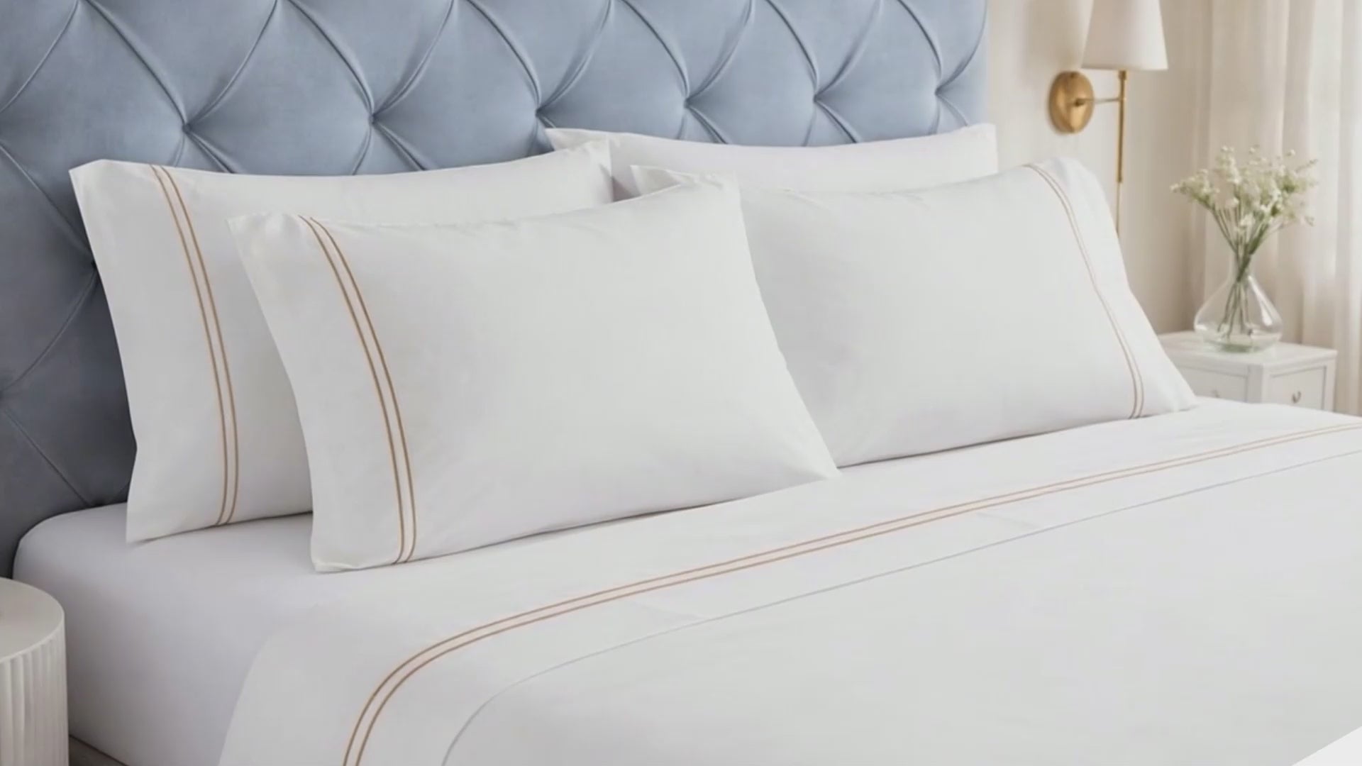 Fieldstone Cotton Two-Line Embroidered Deep Pocket Bed Sheet Set