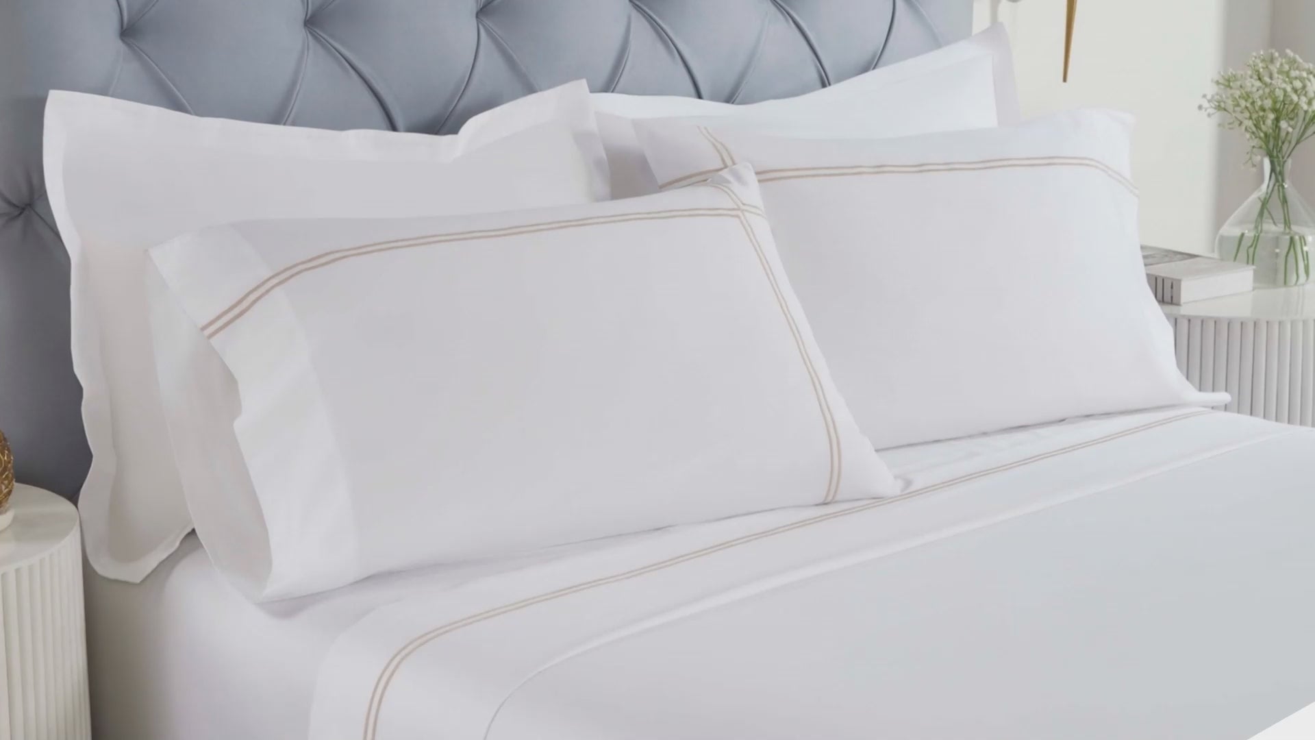 Spring Blooms Cotton Two-Line Embroidered Deep Pocket Bed Sheet Set
