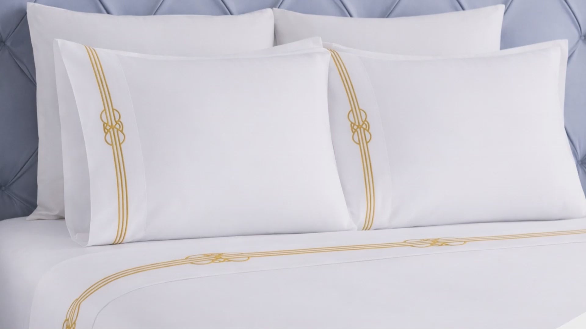 Moonlawn Cotton Gold Embroidered Deep Pocket Bed Sheet Set