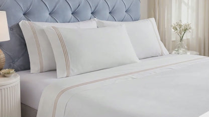 Brandon Cotton Three-Line Embroidered Deep Pocket Bed Sheet Set