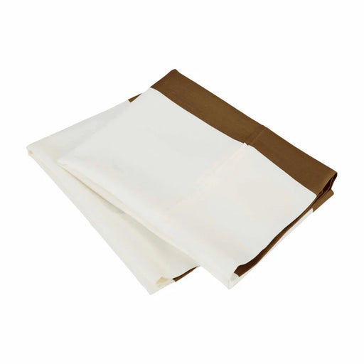 Cotton Blend 600 Thread Count Cabana Stripe Standard Pillowcase Set - Taupe