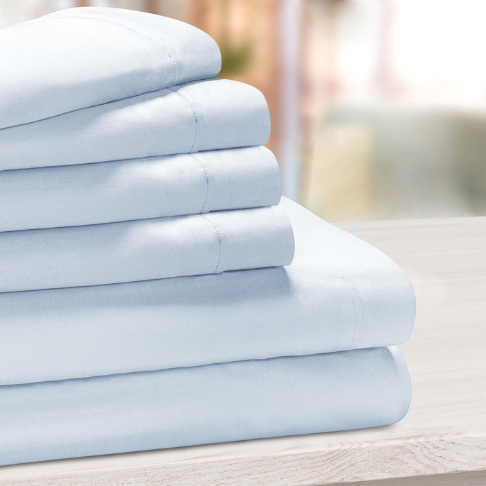 1000 Thread Count Cotton Rich Solid Deep Pocket Bed Sheet Set - Blue