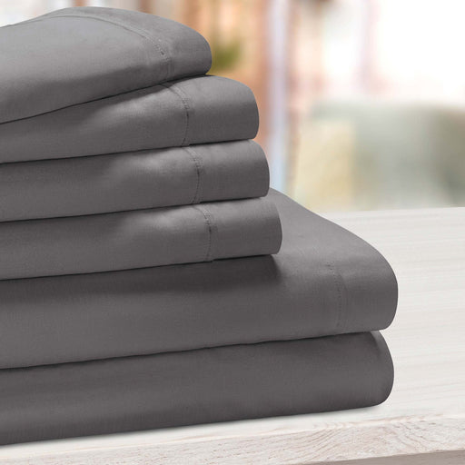 1000 Thread Count Cotton Rich Solid Deep Pocket Bed Sheet Set - Gray