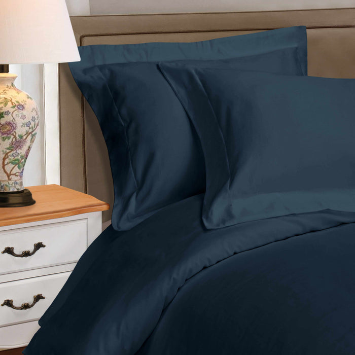 1000 Thread Count Egyptian Cotton Solid Duvet Cover Set - Navy Blue