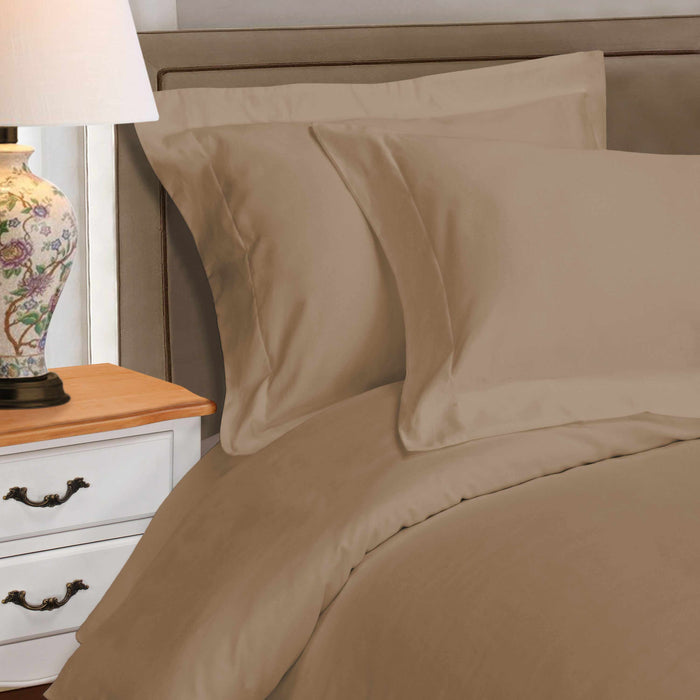 1000 Thread Count Egyptian Cotton Solid Duvet Cover Set - Taupe