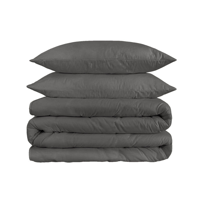 1200 Thread Count Egyptian Solid Cotton Duvet Cover Set - Charcoal