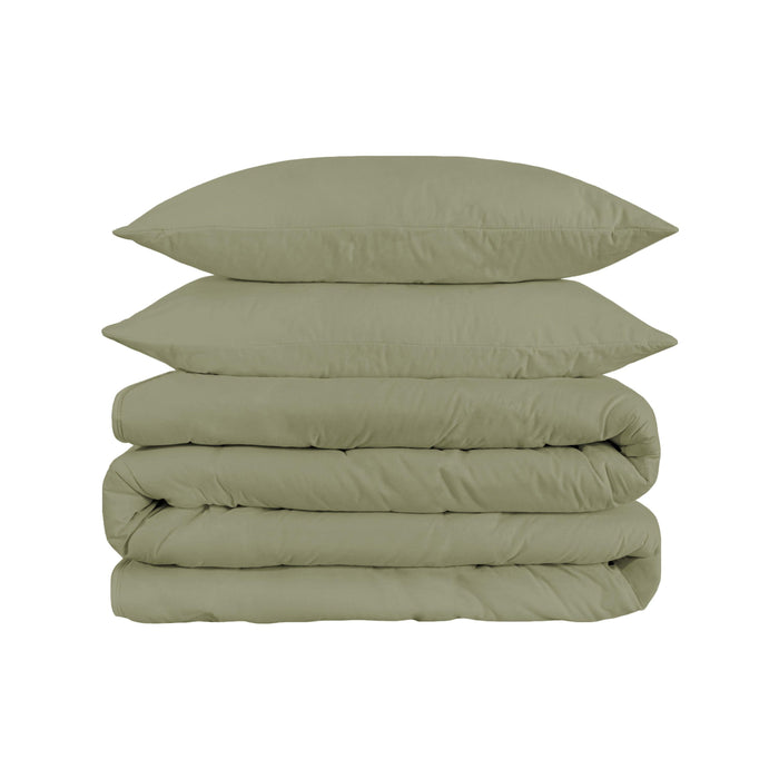 1200 Thread Count Egyptian Solid Cotton Duvet Cover Set - Sage