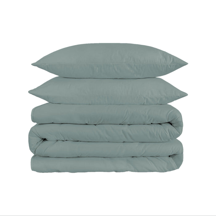 1200 Thread Count Egyptian Solid Cotton Duvet Cover Set - Teal