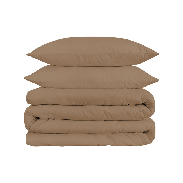 1200 Thread Count Egyptian Solid Cotton Duvet Cover Set - Taupe