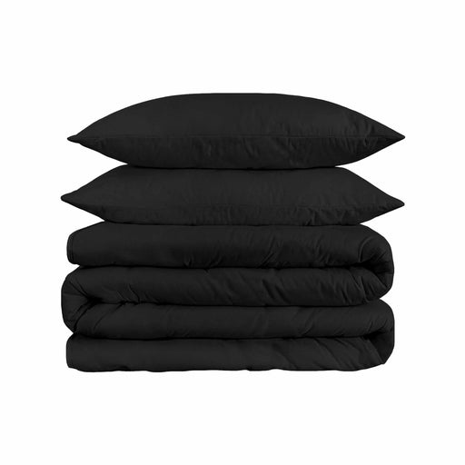 1500 Thread Count Egyptian Cotton Solid Duvet Cover Set - Black