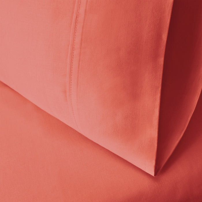 Egyptian Cotton 300 Thread Count Solid Pillowcase Set - Coral