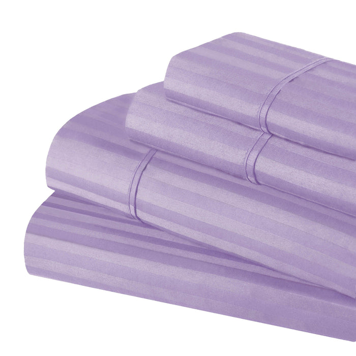 Egyptian Cotton 300 Thread Count Striped Deep Pocket Sheet Set - Lavender