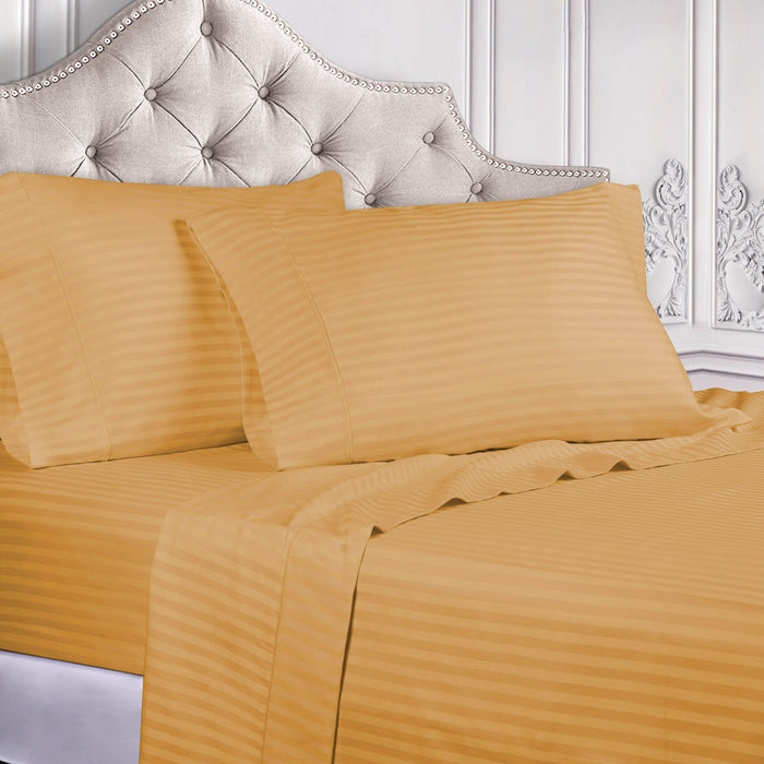 Egyptian Cotton 300 Thread Count Striped Deep Pocket Sheet Set - Gold