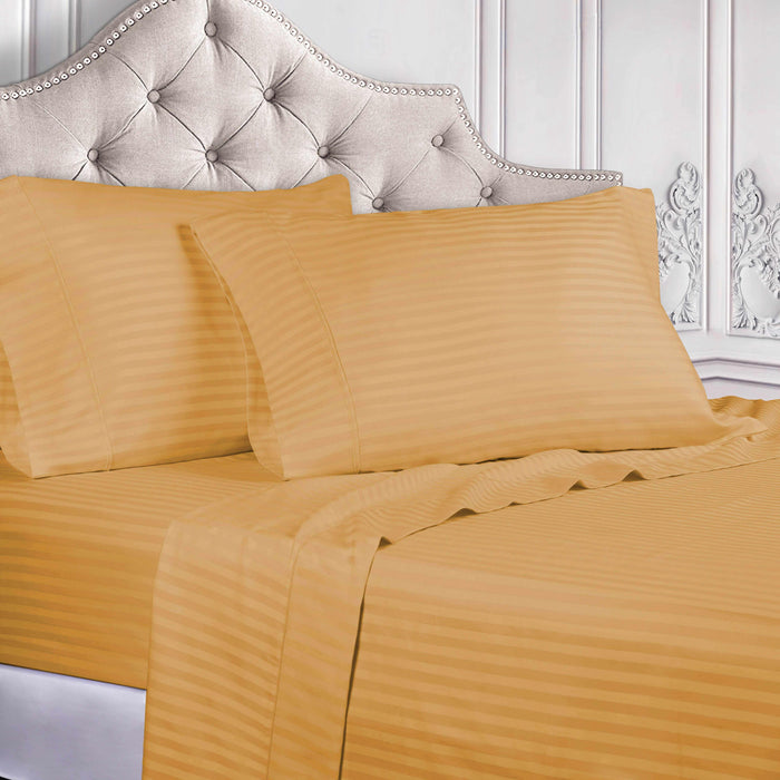 Egyptian Cotton 300 Thread Count Striped Deep Pocket Sheet Set - Gold