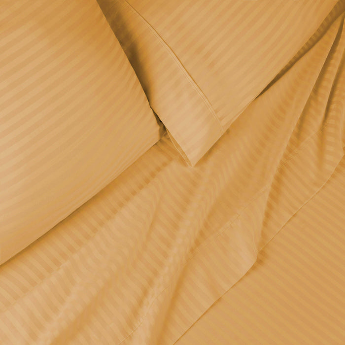 Egyptian Cotton 300 Thread Count Striped Deep Pocket Sheet Set - Gold