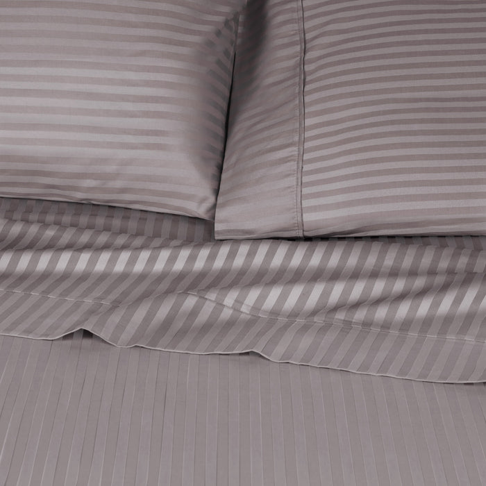 Egyptian Cotton 300 Thread Count Striped Deep Pocket Sheet Set - Gray