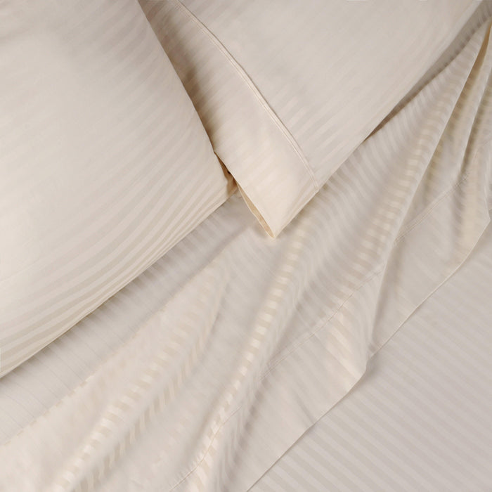 Egyptian Cotton 300 Thread Count Striped Deep Pocket Sheet Set - Ivory